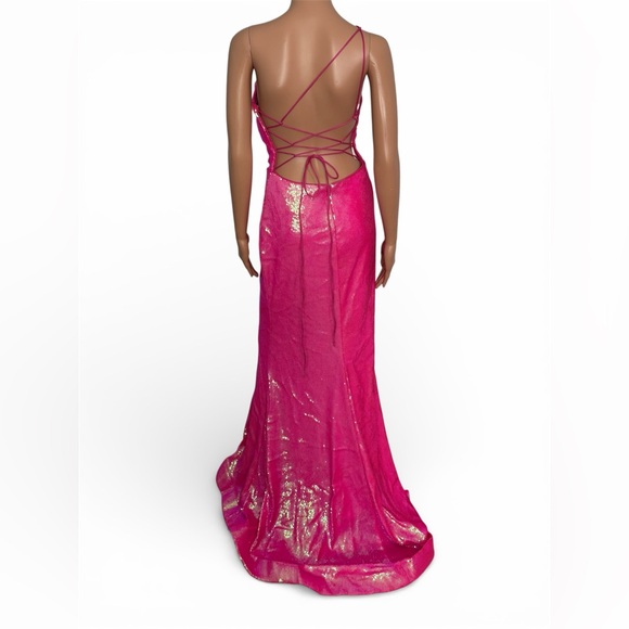 TIFFANY DESIGNS Pink One-Shoulder Sequin Gown Size 6 - Picture 5 of 5